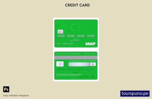 listo para imprimir plantilla de tarjeta Sberbank Mir de Rusia